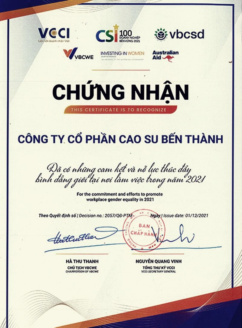 Tiêu chí chất lượng sản phẩm và dịch vụ của BERUBCO