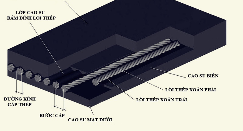 Cấu tạo băng tải lõi thép thông dụng